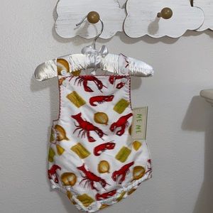 Crawfish & corn baby romper.